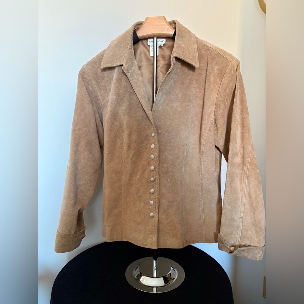 Cripple Creek Faux Suede Buckskin Snap Short Jacket. Sz M Lined Western